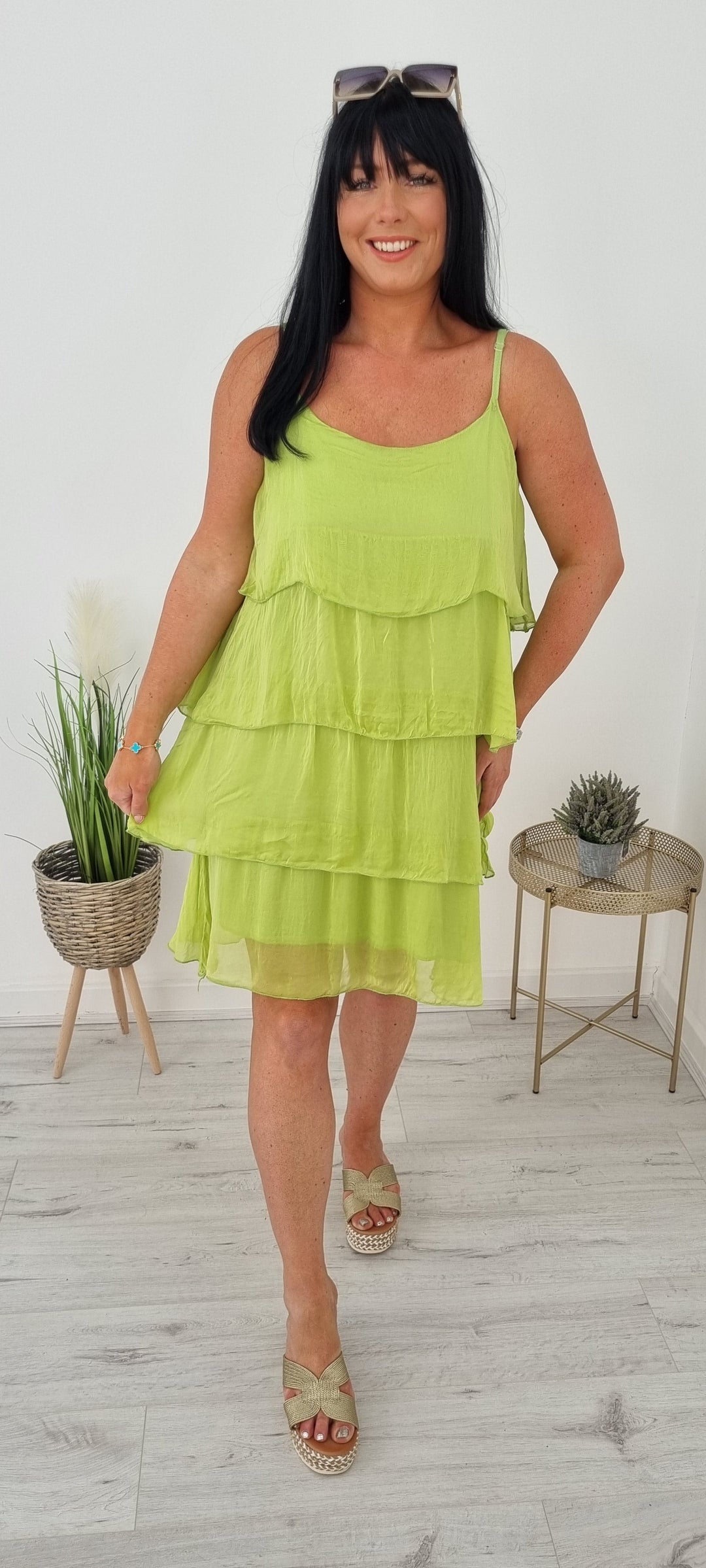 Portofino Silk Frilled Dress - ( Choose your colour )