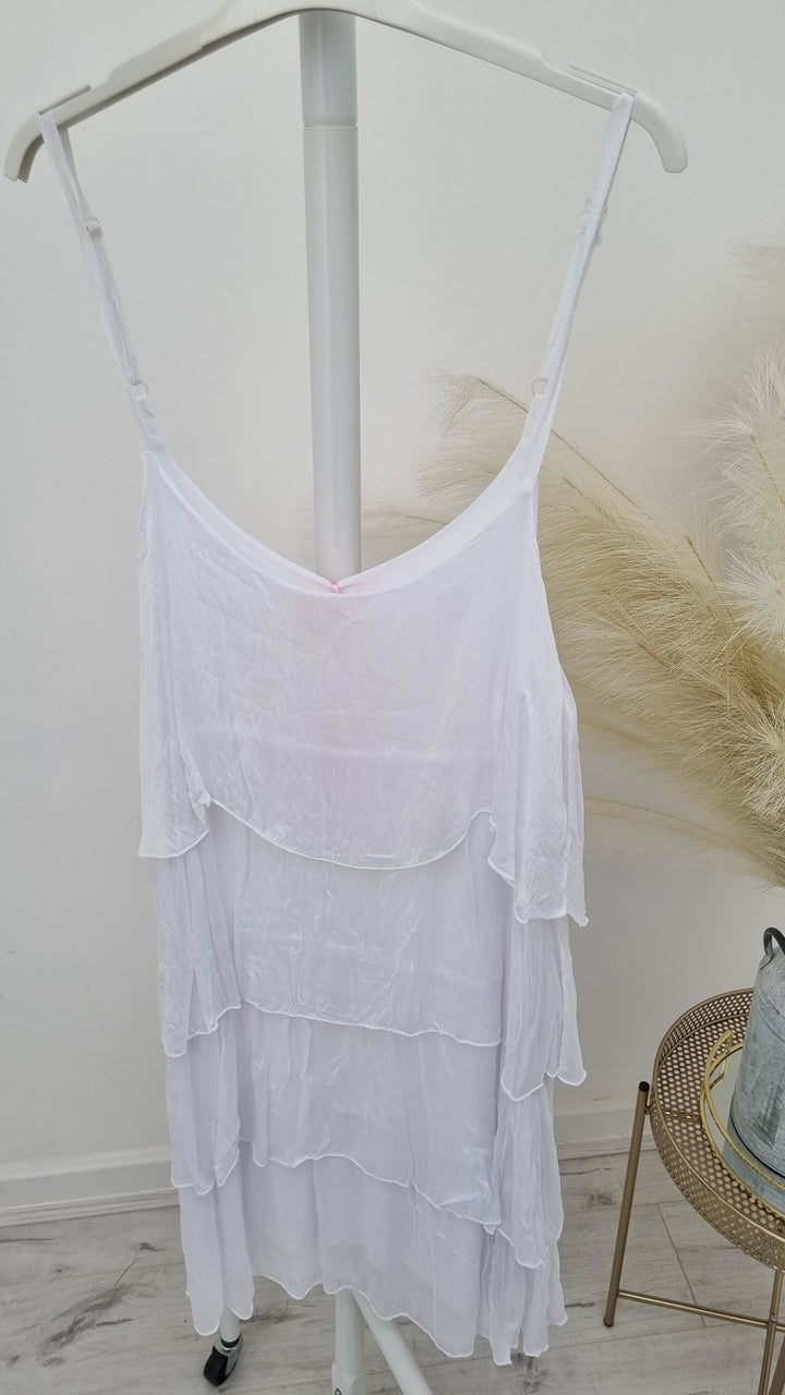 Portofino Silk Frilled Dress - ( Choose your colour )