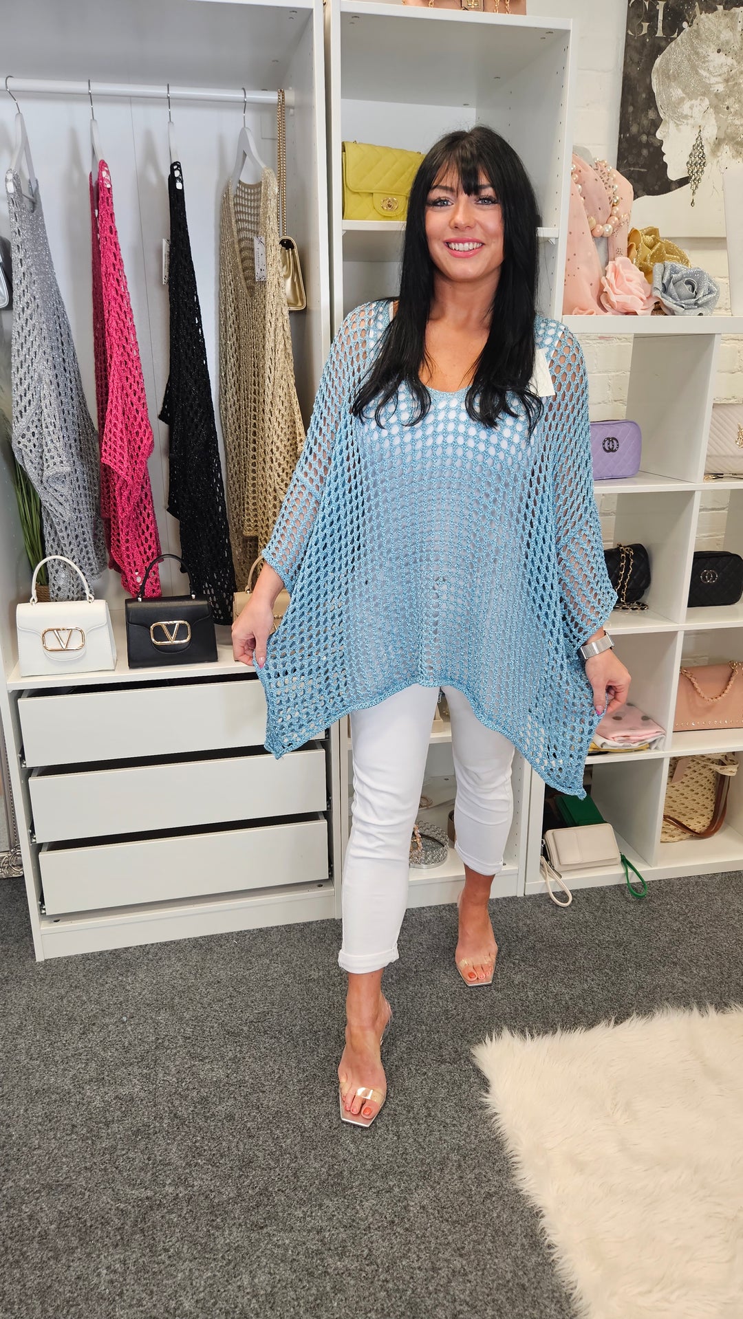 Ibiza Crochet Throwover Top - (choose your Colour) (Curvy)