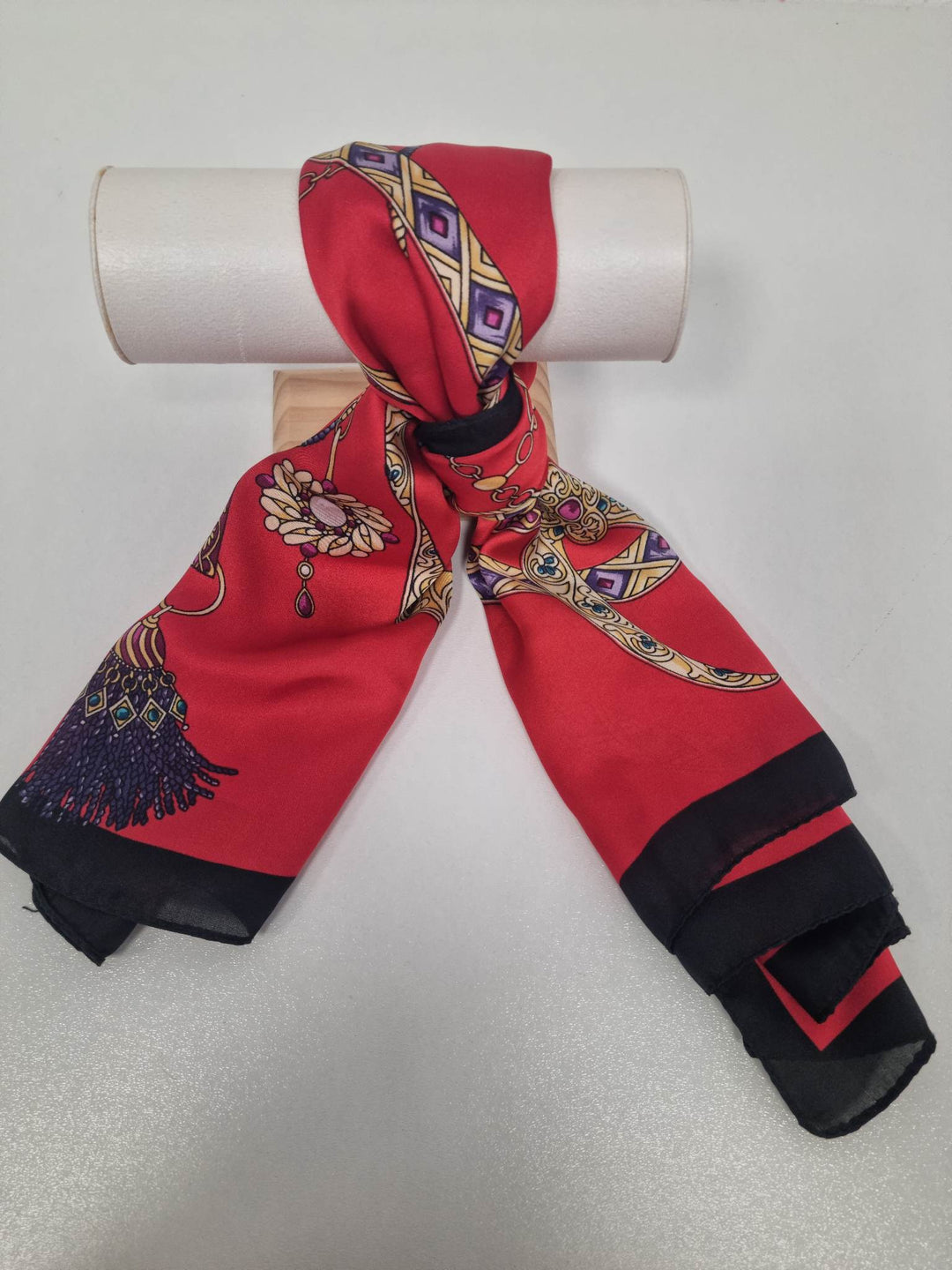 Baroque Neckerchief, Hair Tie, Bag Tie - Red