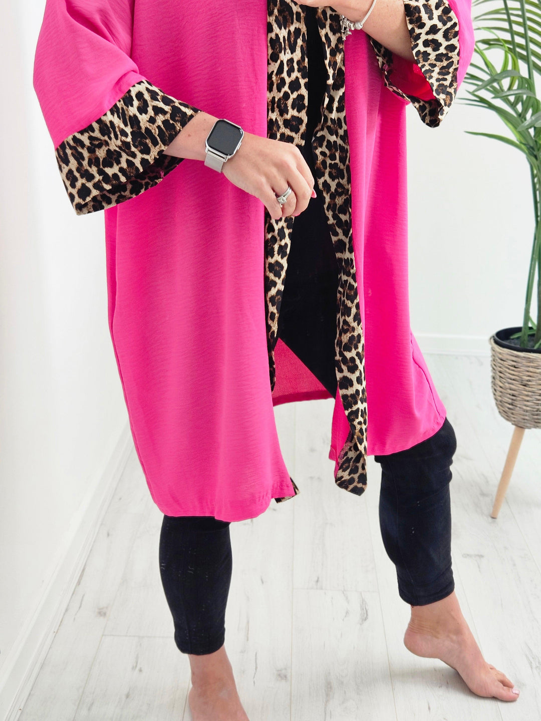 Cleo Leopard Print Trim Jacket (choose your Colour) - (Loose Fit)