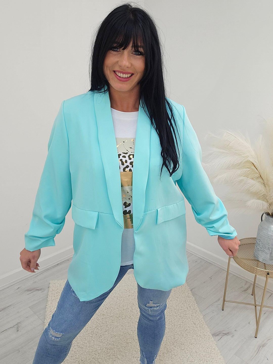 SUSIE Blazer with Ruched Sleeves (choose your Colour) - (fits Sizes 14/16 up to Size 18)