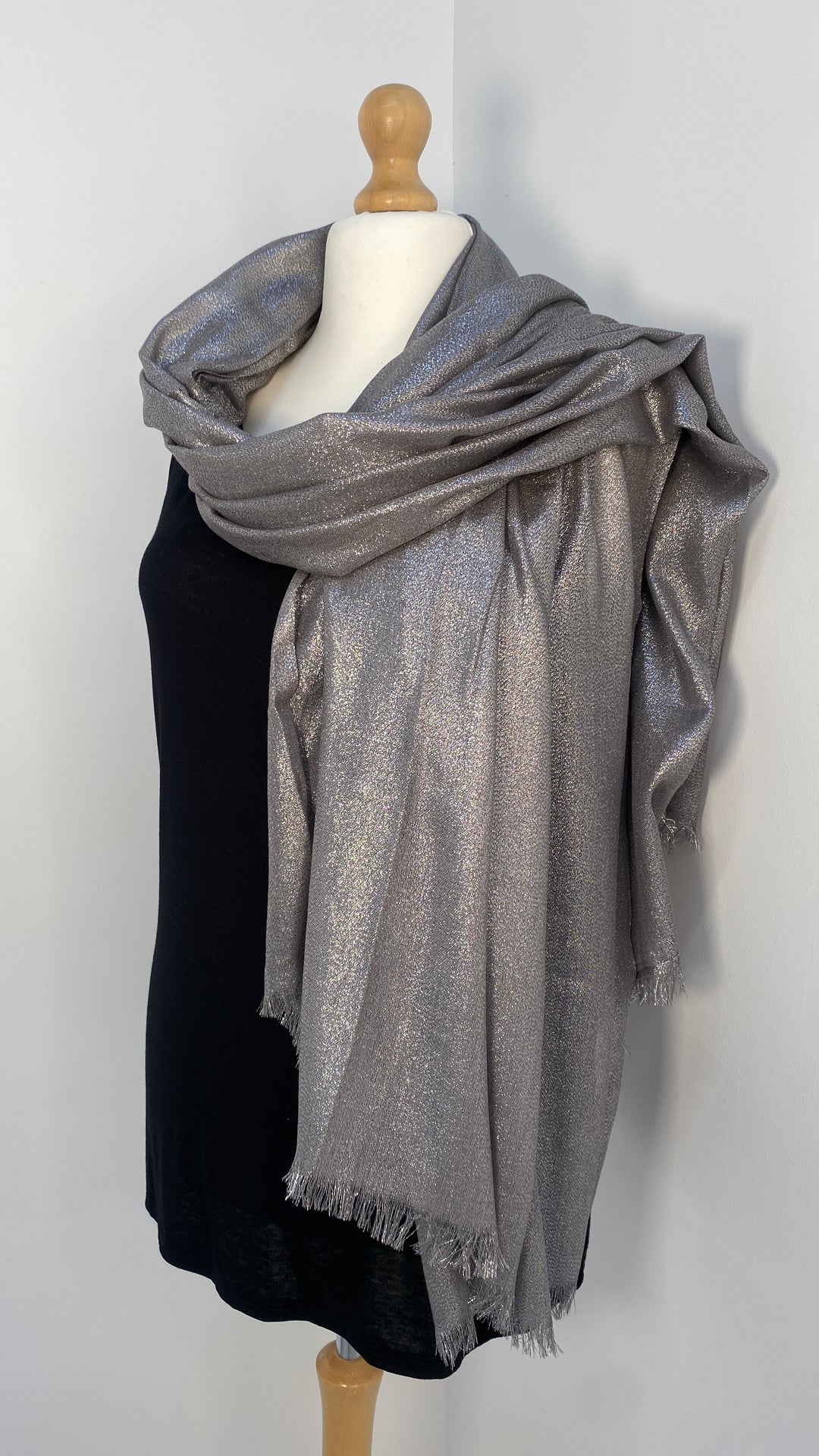 Oversized Metallic Scarf - Dark Silver
