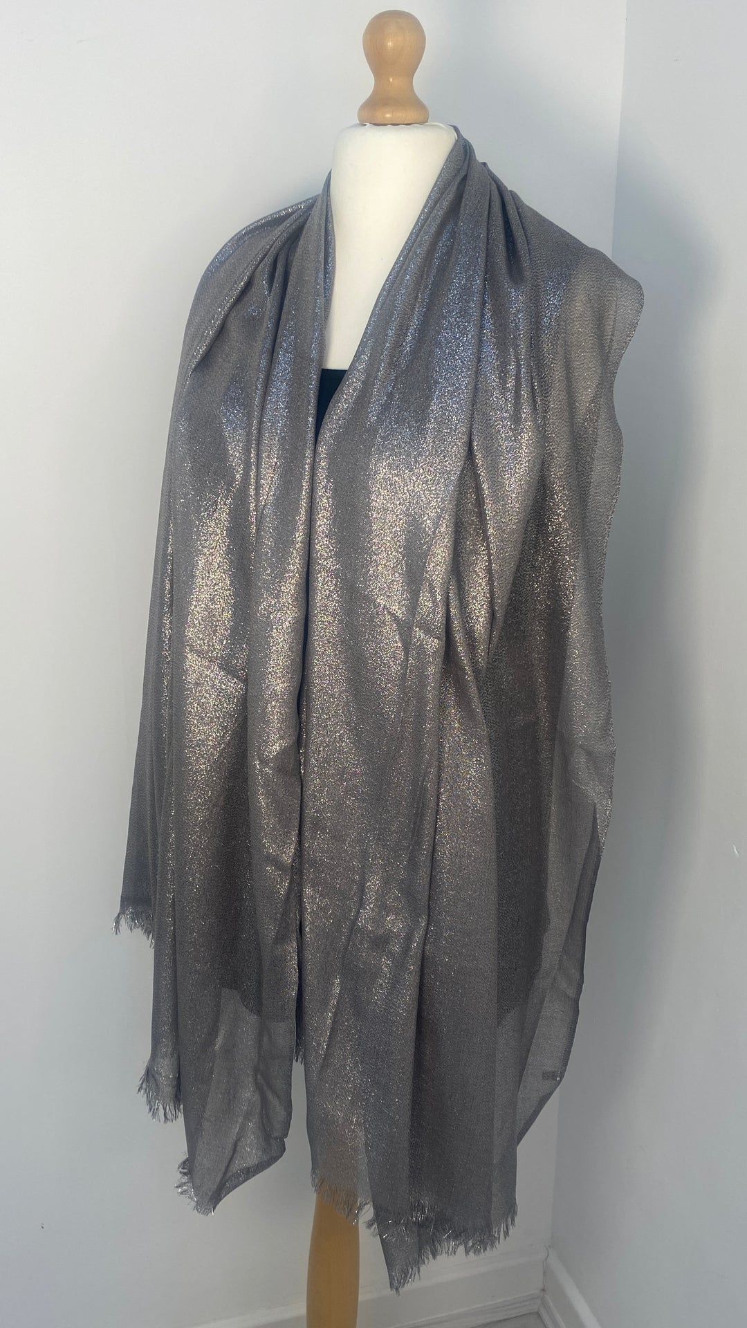 Oversized Metallic Scarf - Dark Silver