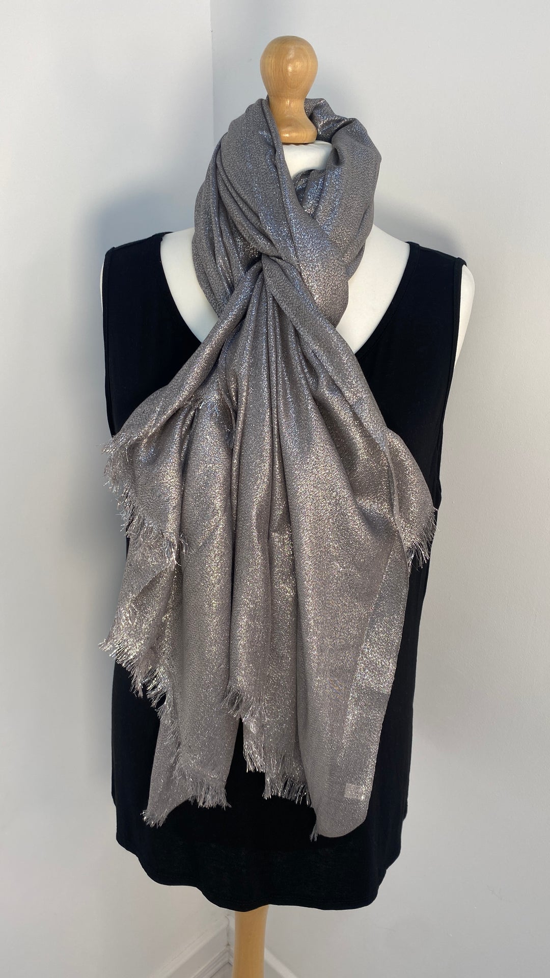 Oversized Metallic Scarf - Dark Silver