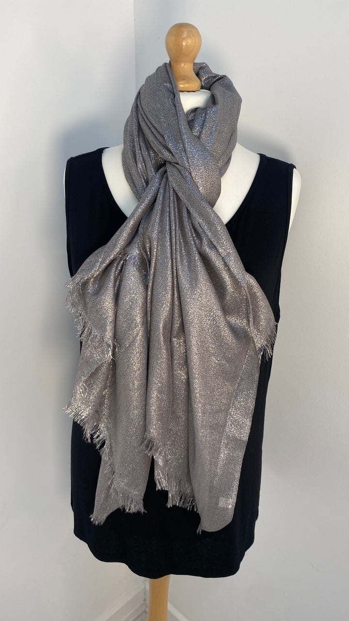 Oversized Metallic Scarf - Dark Silver