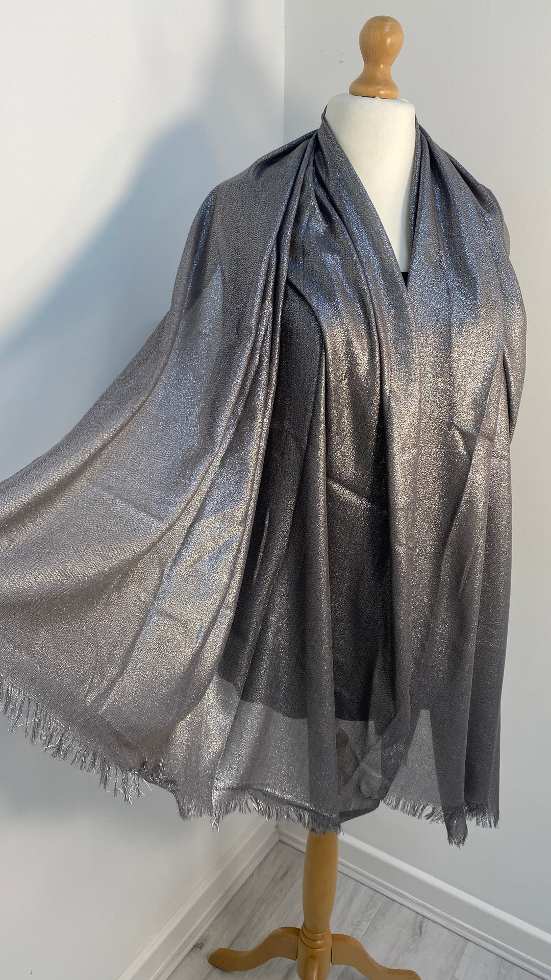 Oversized Metallic Scarf - Dark Silver
