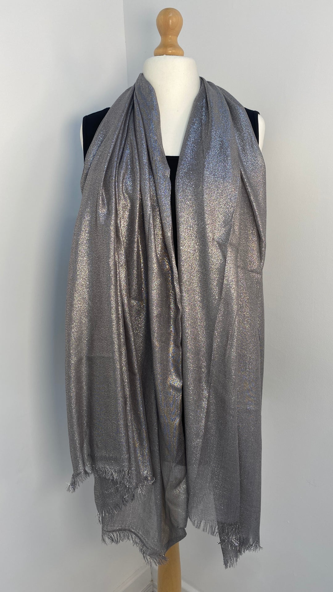 Oversized Metallic Scarf - Dark Silver