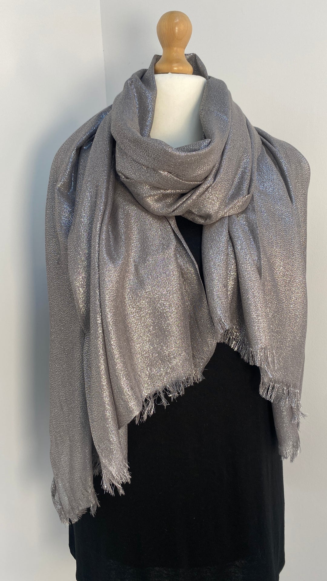 Oversized Metallic Scarf - Dark Silver