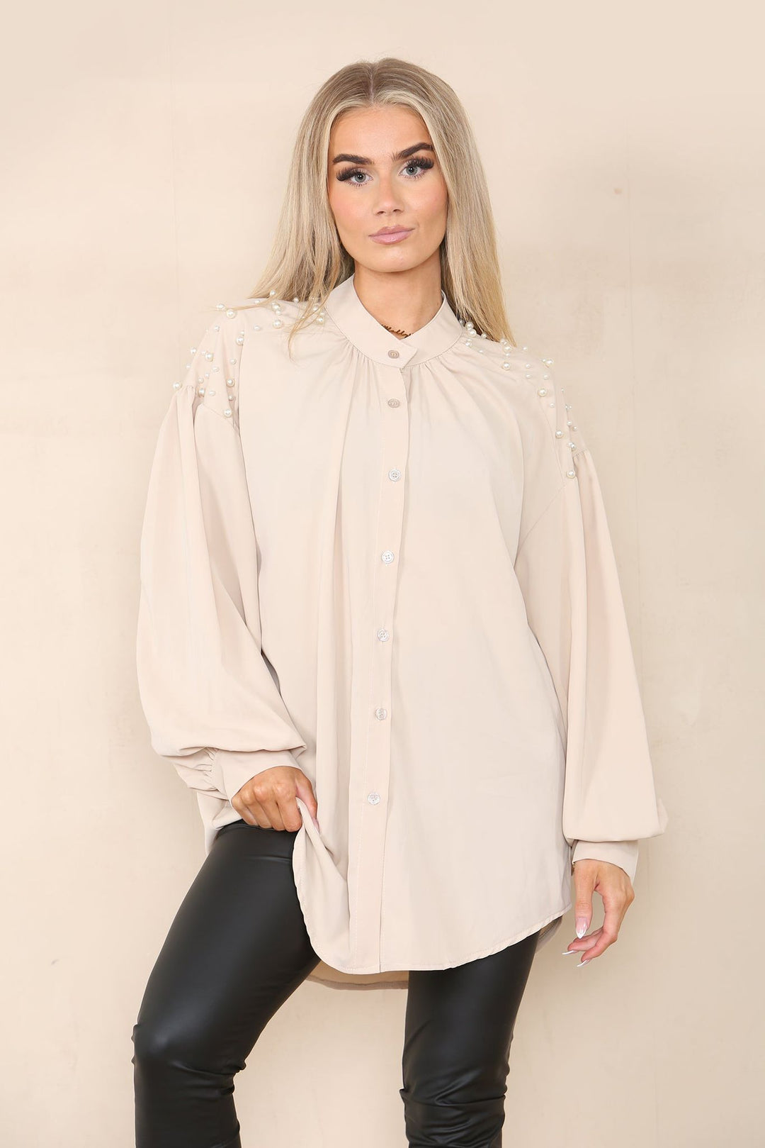 Penelope Pearl Blouse  - Nude