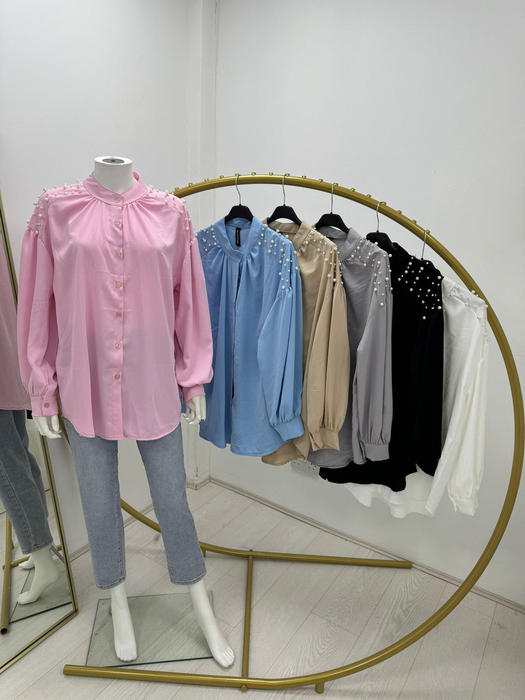 Penelope Pearl Blouse  - Nude