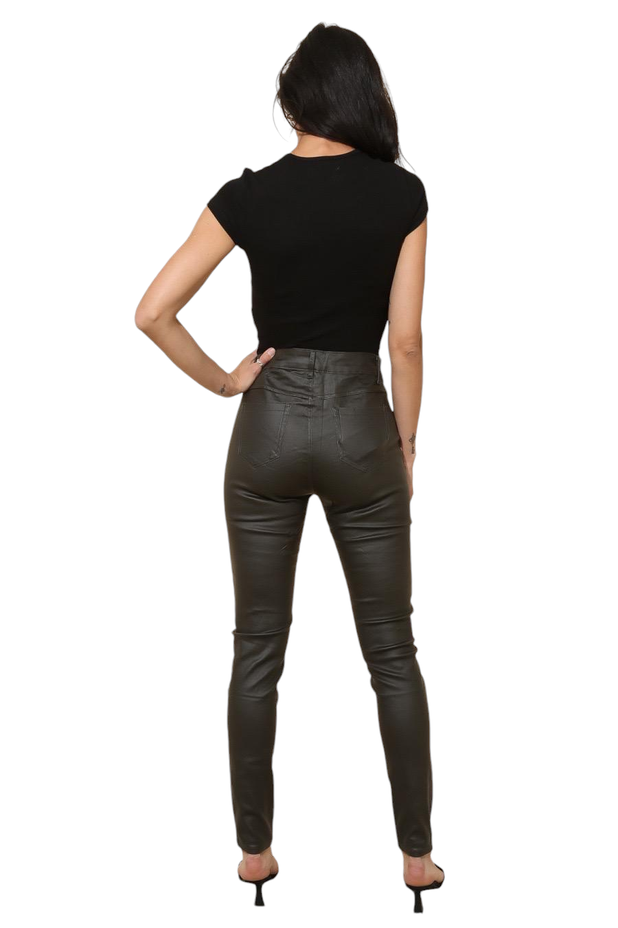 G Smack PU Coated Jeans - Gold Buttons - Khaki (all Sizes)