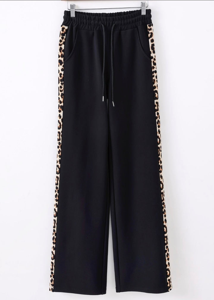 Lara Leopard Trim Wide Leg Jogger - (choose your Size)
