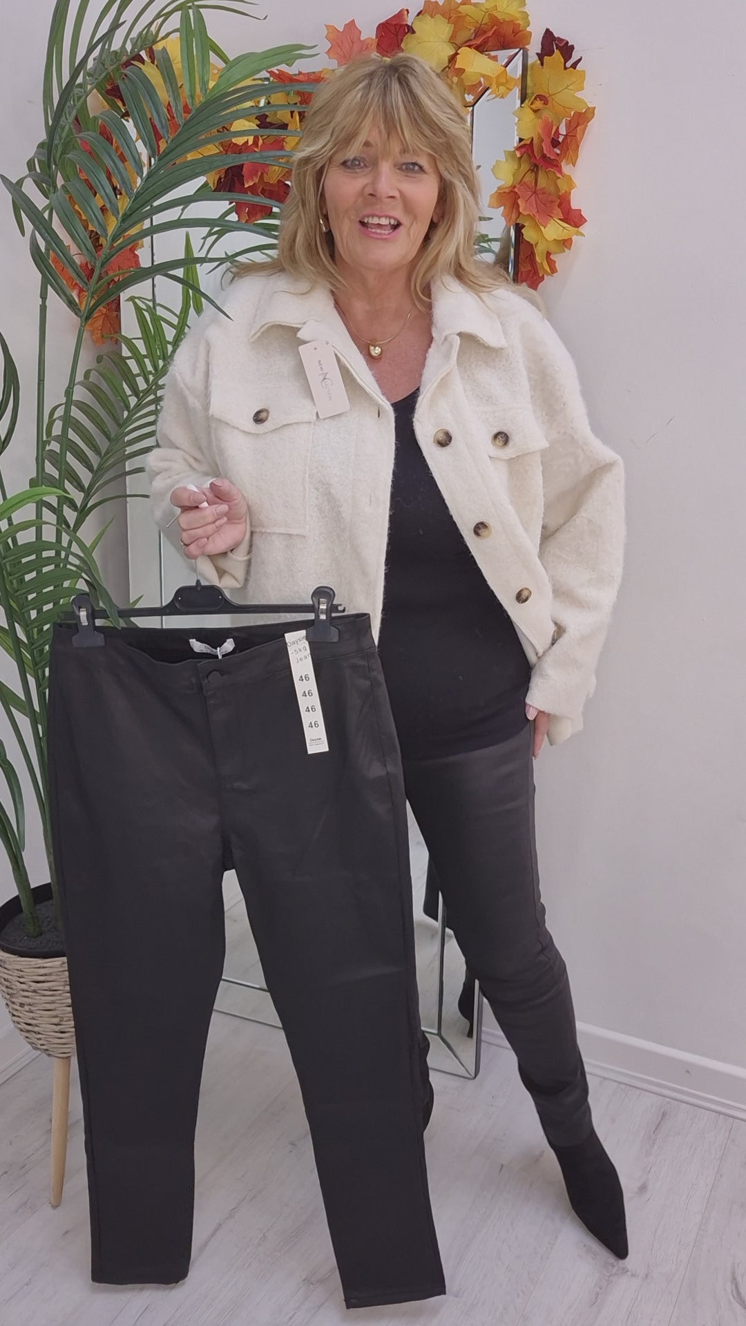 Destiny PU Coated Jeans - Black (choose your Size)