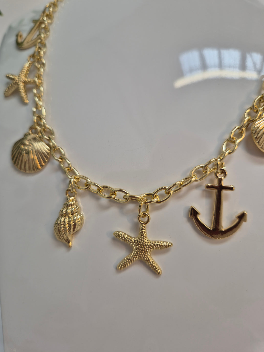 Starfish Charm Necklace - Gold Tone