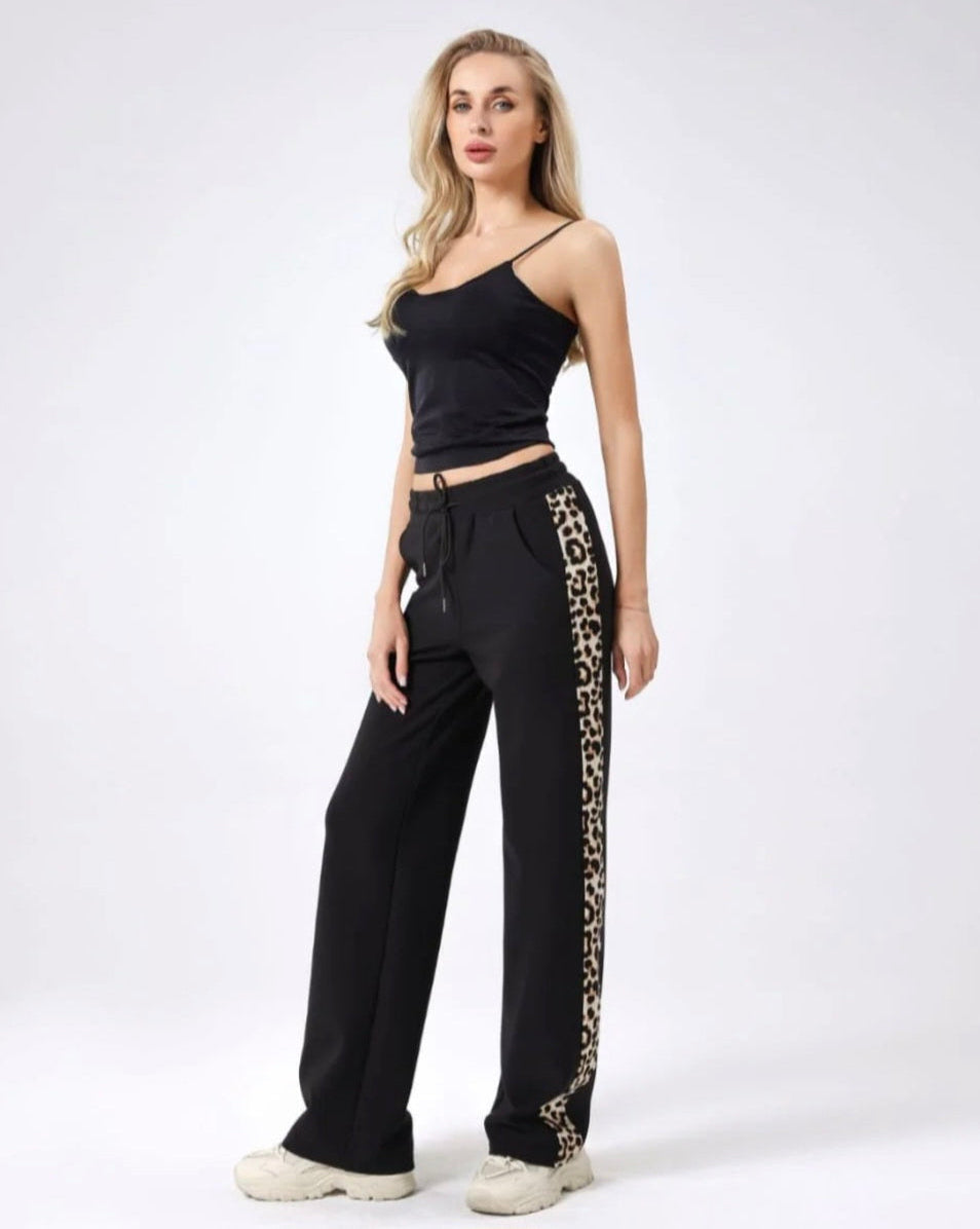 Lara Leopard Trim Wide Leg Jogger - (choose your Size)
