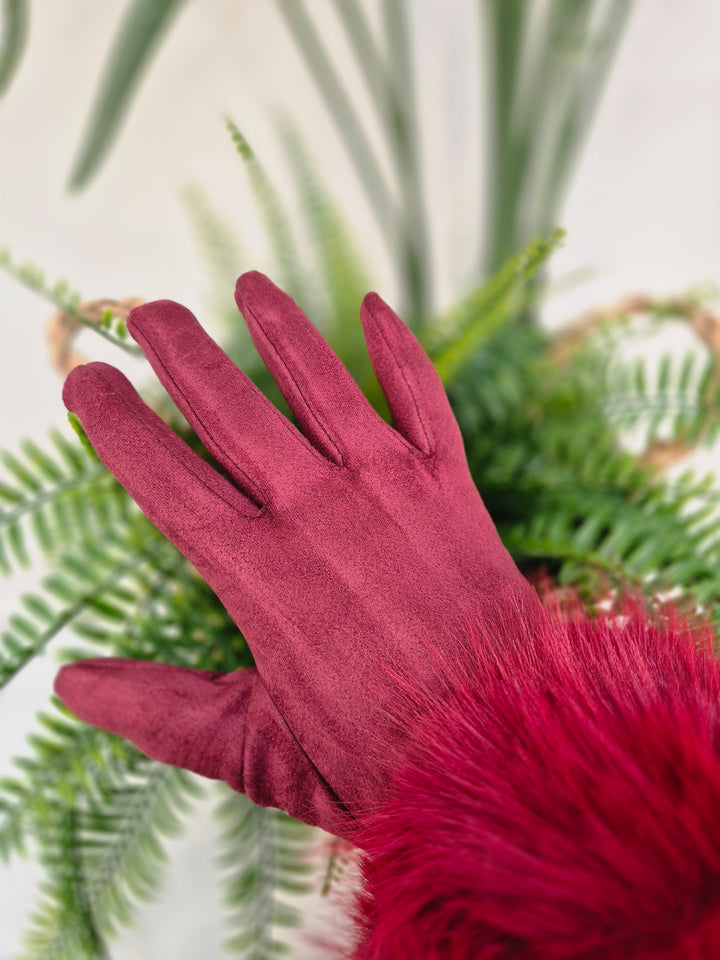 Oslo Gloves with Faux Fur - Berry