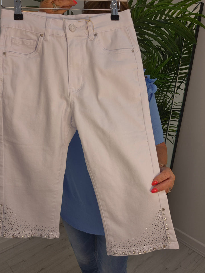 Crystal & Pearl Pedal Pusher Shorts - White (choose your Size)