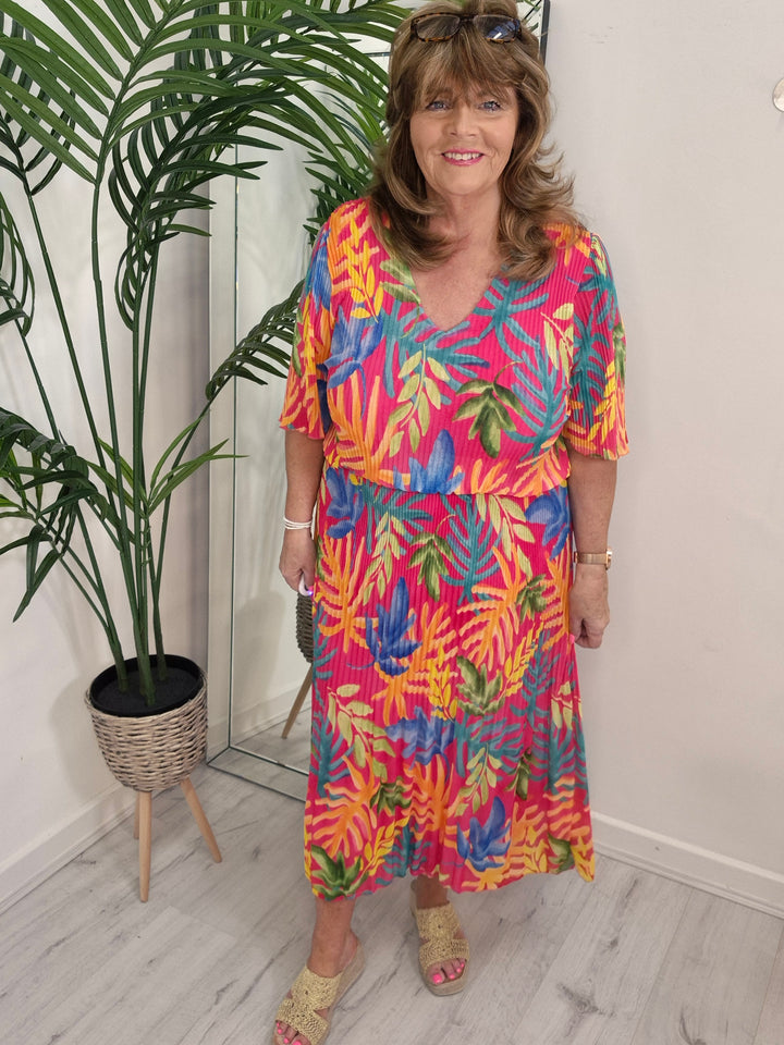 Palm Midi Dress  - (choose your Size & Colour)