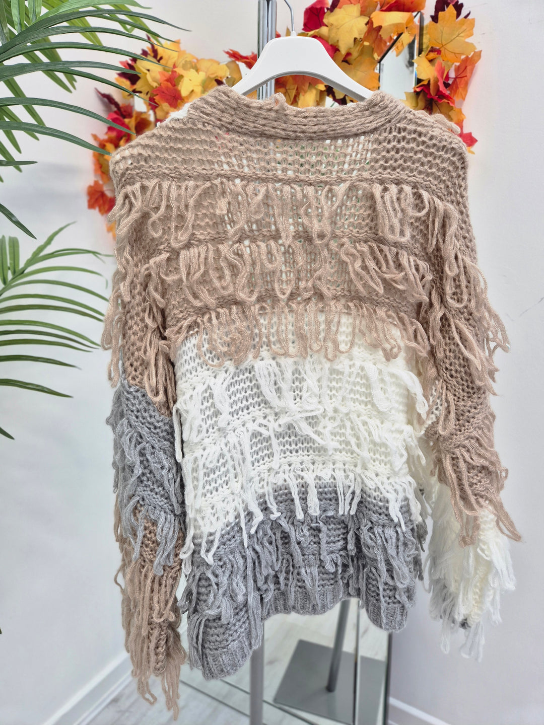 Shaggy Cardigan with Gold Buttons (Oversized) Long Length - Camel