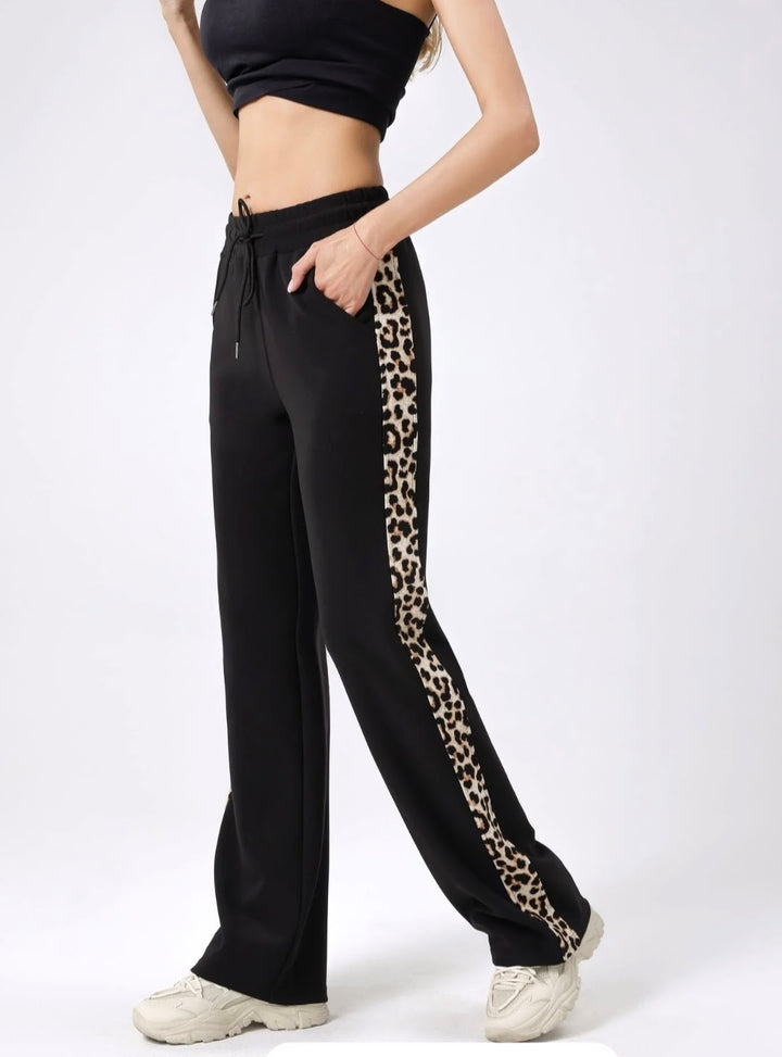 Lara Leopard Trim Wide Leg Jogger - (choose your Size)