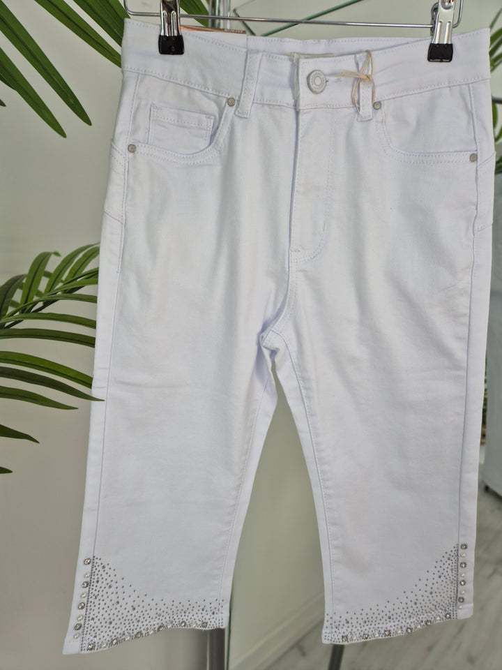 Crystal & Pearl Pedal Pusher Shorts - White (choose your Size)