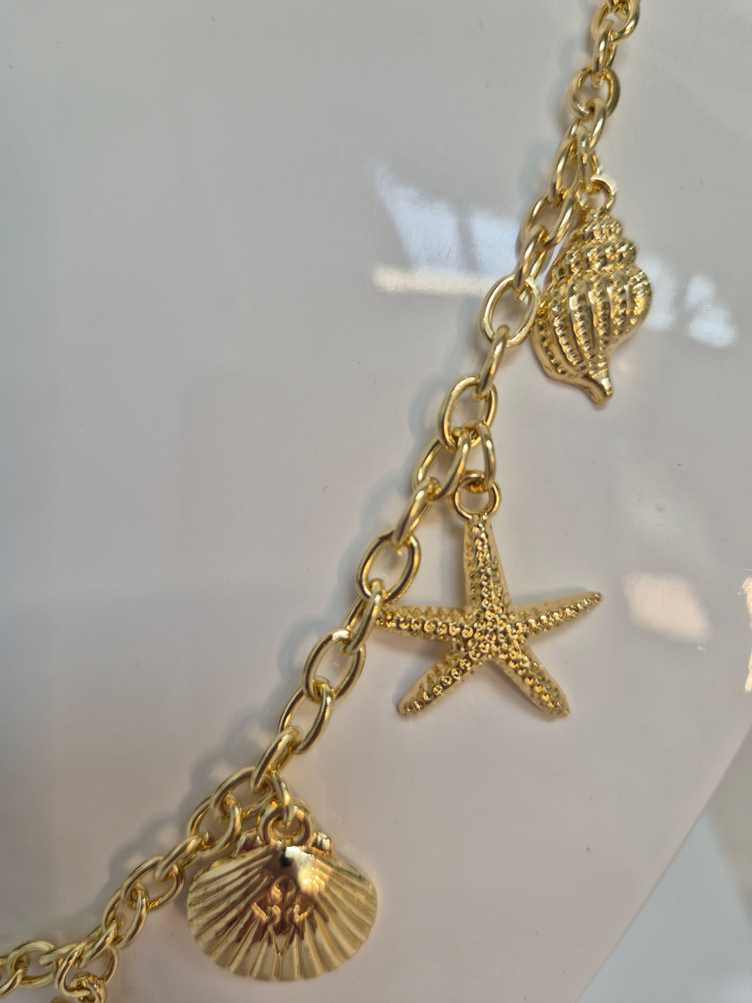 Starfish Charm Necklace - Gold Tone