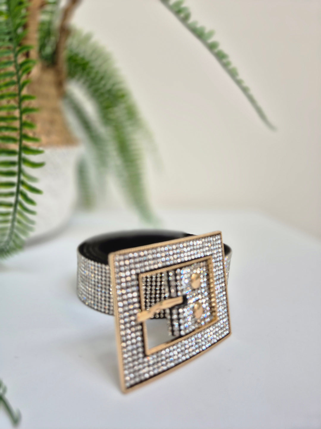 Sparkly Crystal Belt with Large Buckle - One Size