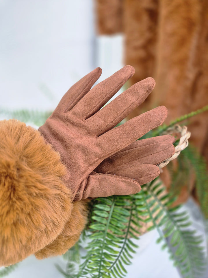 Oslo Gloves with Faux Fur - Tan