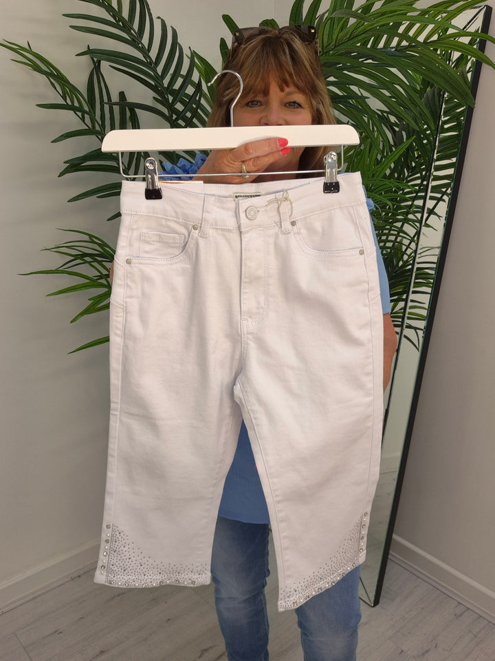 Crystal & Pearl Pedal Pusher Shorts - White (choose your Size)