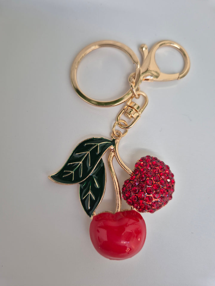 Cherries Keyring/Handbag Charm - Red
