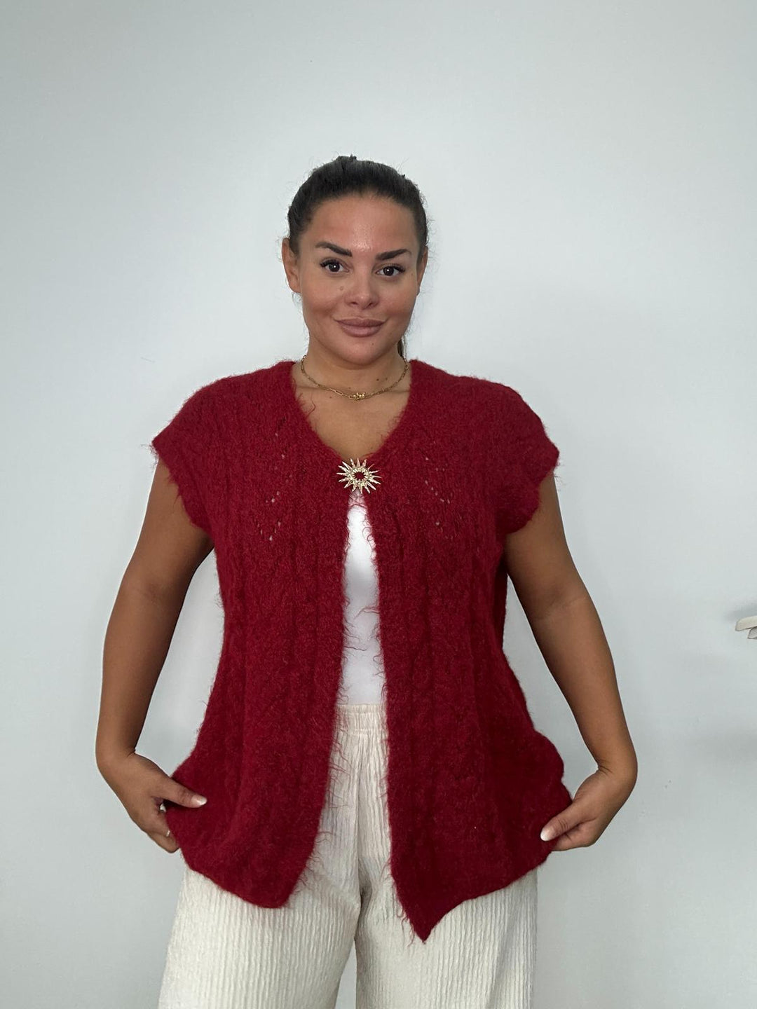 Vermont Super Soft & Fluffy Waistcoat (Oversized, fits from Size 16 up to Size 20/22) - Wine
