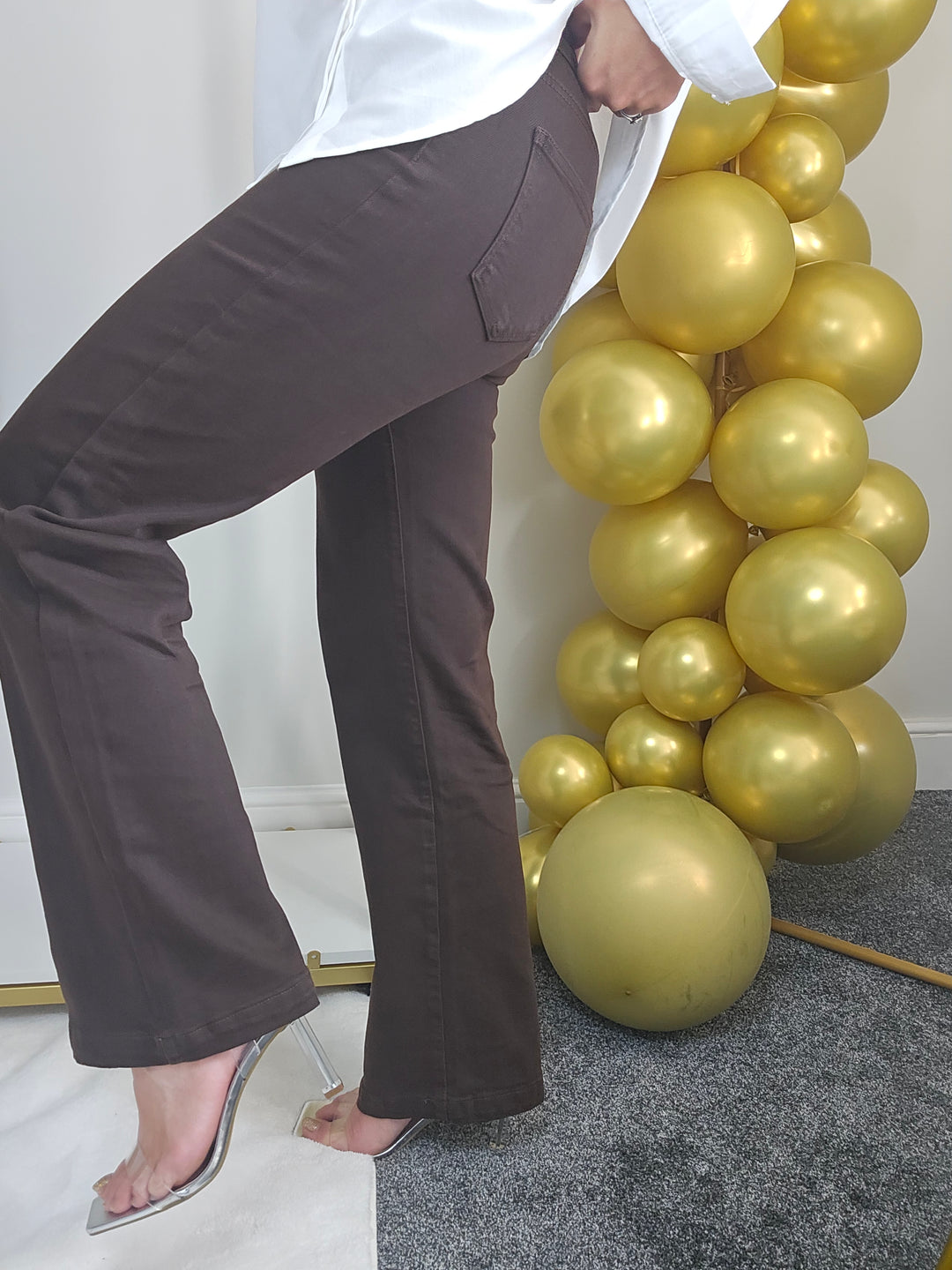 Grace Wide Leg Jeans (G Smack) - Chocolate (choose your Size)