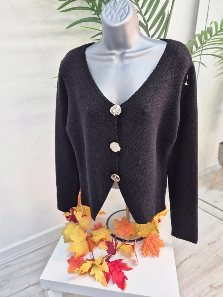Brooke Buttoned Cardigan - Black (One Size)