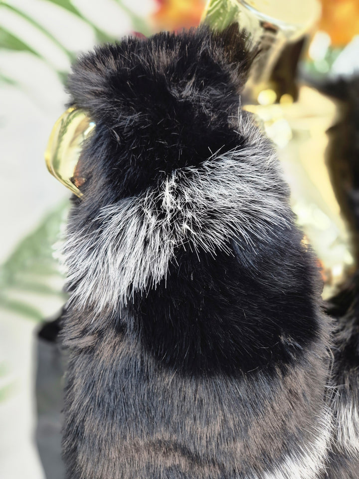 Oslo Faux Fur Two Tone Gilet with Crystal Fastenings - Black (One Size - fits up to Size 10 up to Size 16)