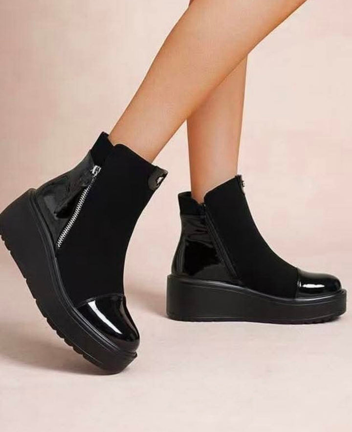 Chrissy Chunky Flatform Ankle Boots - Black (choose your Size)