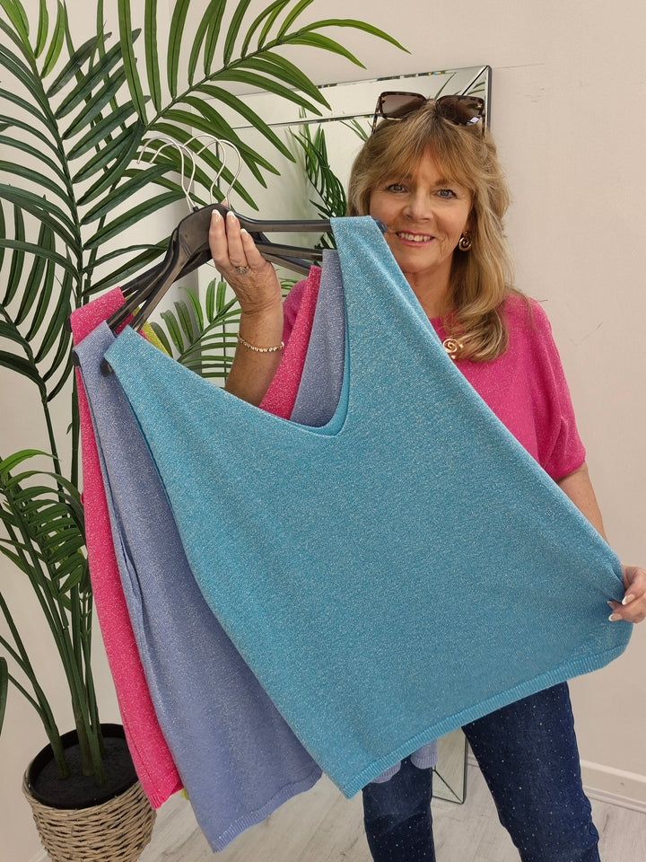 Sheena Shimmer Top Sleeveless - (choose your Colour) (Loose Fit)