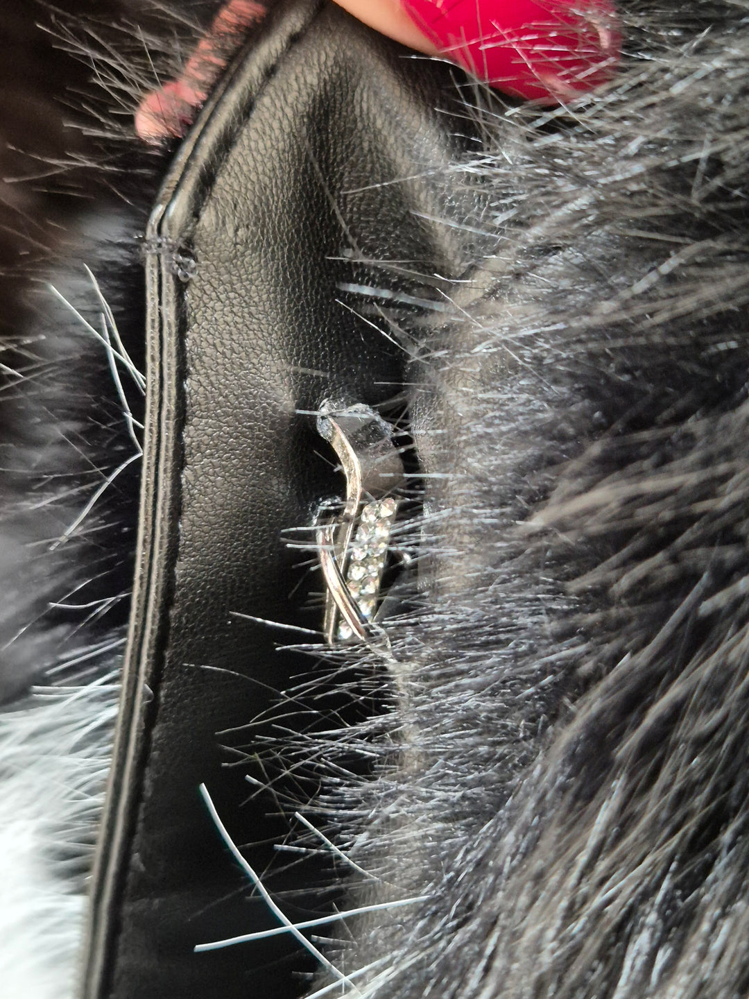 Oslo Faux Fur Two Tone Gilet with Crystal Fastenings - Black (One Size - fits up to Size 10 up to Size 16)