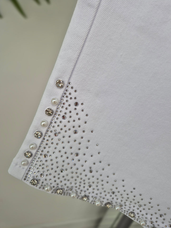 Crystal & Pearl Pedal Pusher Shorts - White (choose your Size)