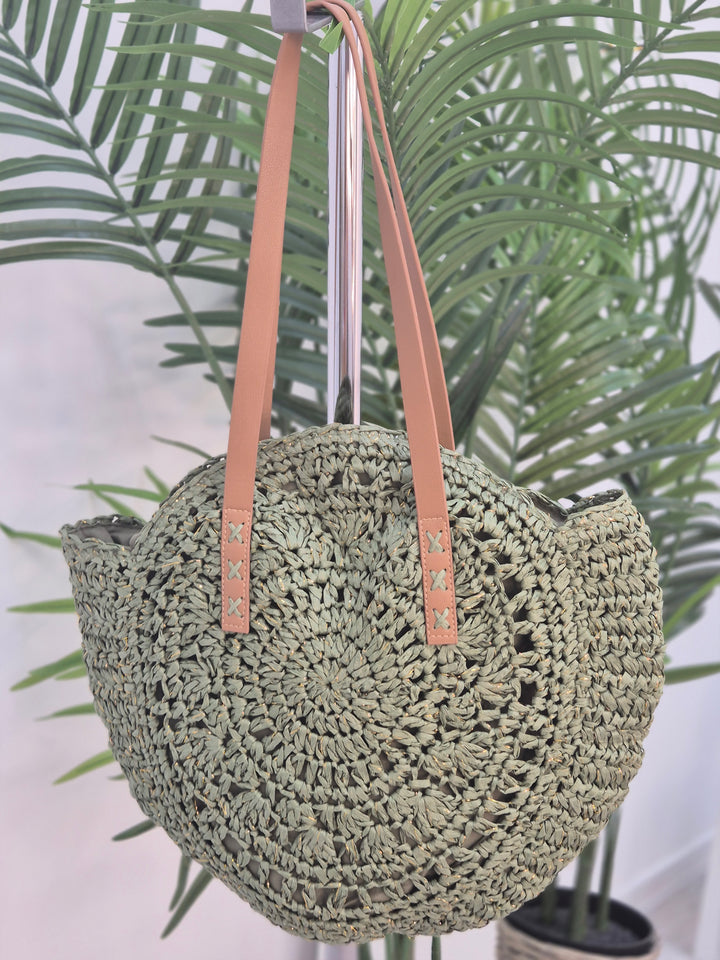 Crochet Raffia Beach Bag with Gold Metallic - (choose your Colour)