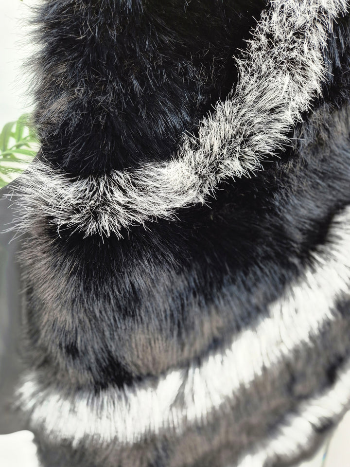 Oslo Faux Fur Two Tone Gilet with Crystal Fastenings - Black (One Size - fits up to Size 10 up to Size 16)