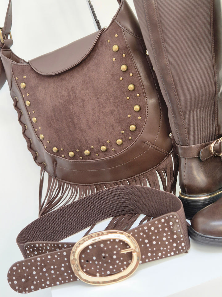 Stretchy Crystal Belt - Chocolate - (One Size, fits from Size 8 to Size 16)