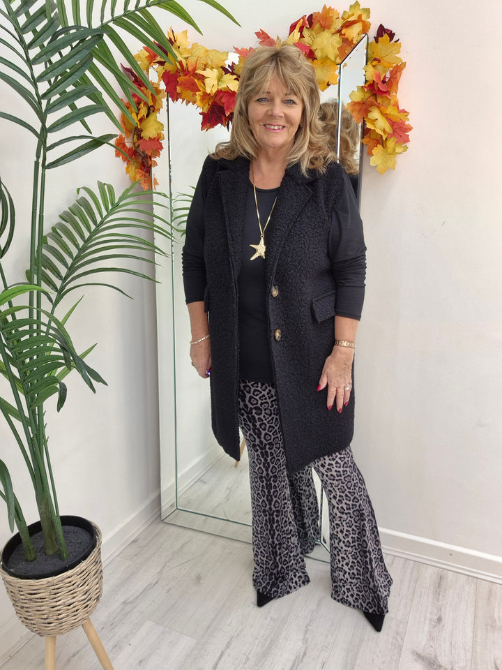 Lizzy Grey Leopard Flared Leggings (Soft Touch) - (choose your Size)