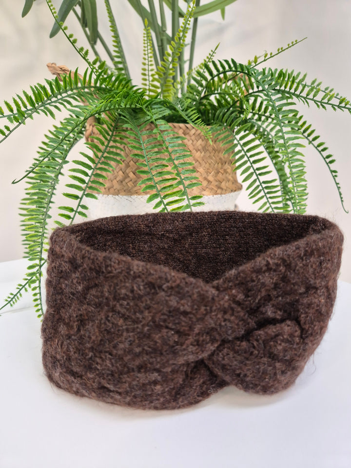 Cable Knit Headband - Chocolate