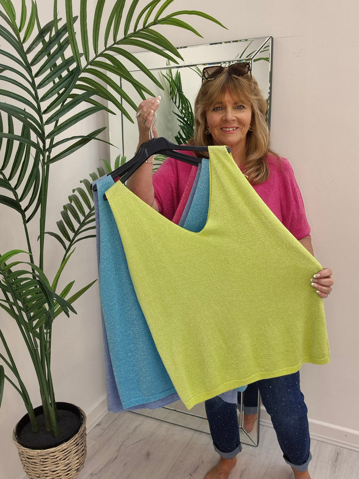 Sheena Shimmer Top Sleeveless - (choose your Colour) (Loose Fit)