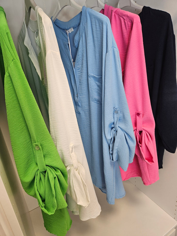 Kylie Mandarin Collar Blouse - (choose your Colour) (Oversized)