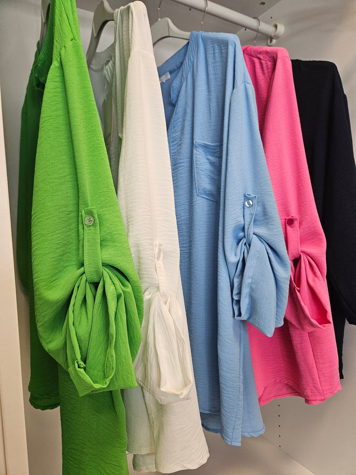 Kylie Mandarin Collar Blouse - (choose your Colour) (Oversized)