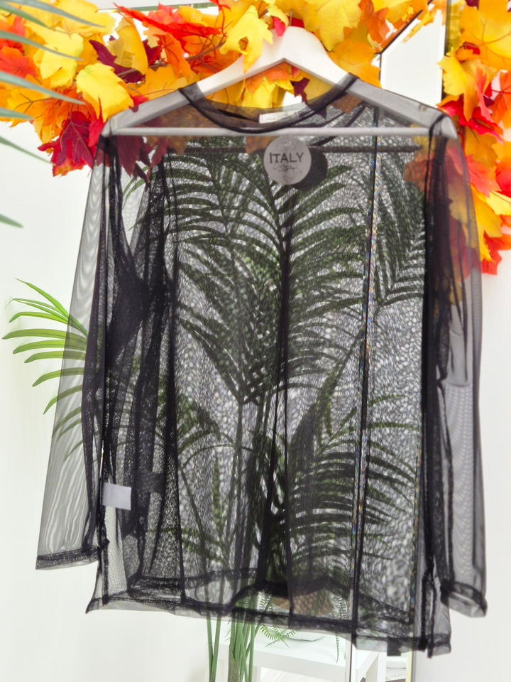 Layla Layering Mesh Top (One Size/Curvy - fits up to Size 16/18) - Black