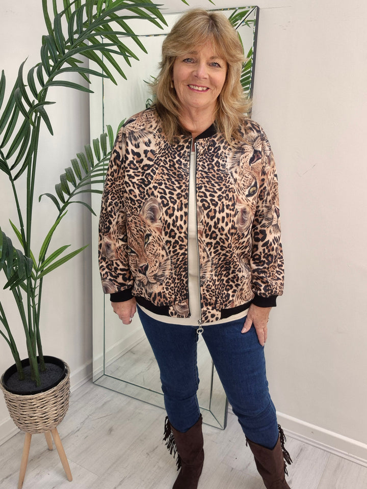 Diva Bomber Jacket - choose your Design (Oversized - fits 14 to Size 20) - Leopard Print