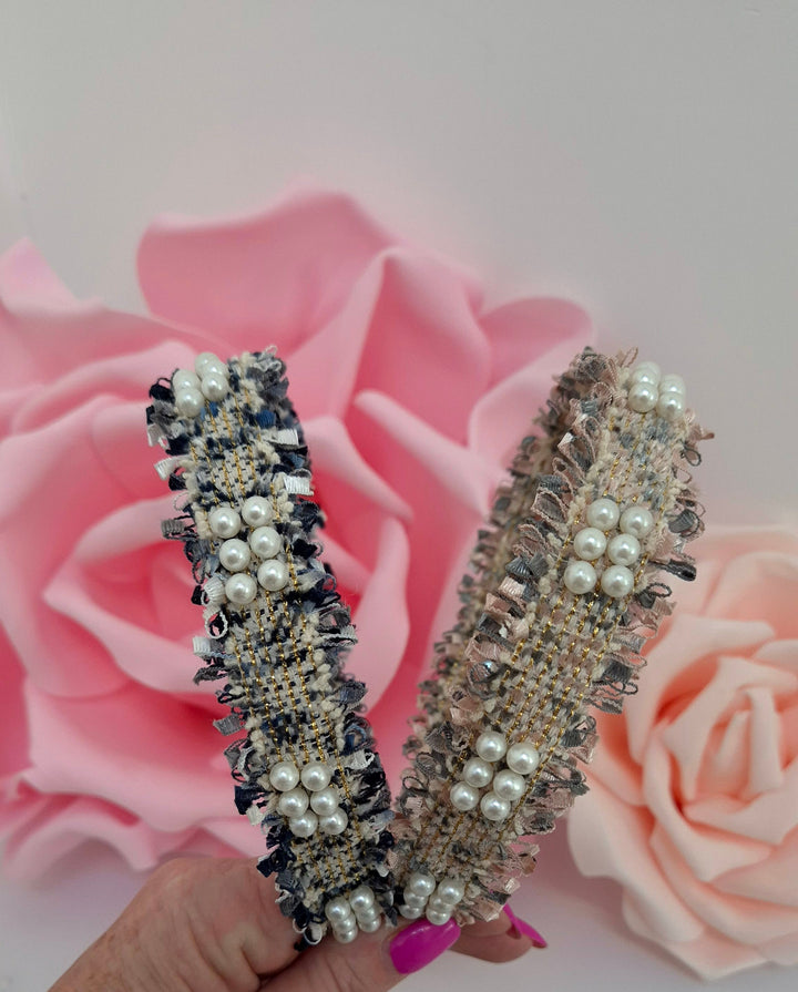 Boucle Headbands with Pearls - (choose your Colour)